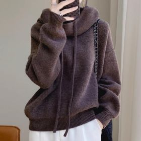 Women's Sweater Thicken Lazy Style All-match Long-sleeved Autumn Winter Warm Casual Sweater For Women (Option: Mocha Color Thin 500g-S)