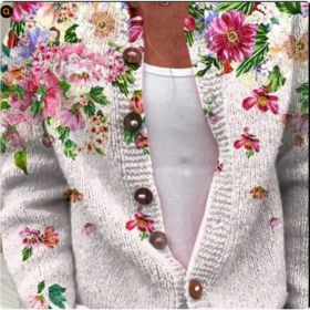 3D Digital Printing Cardigan Knitted Coat (Option: Style1-M)