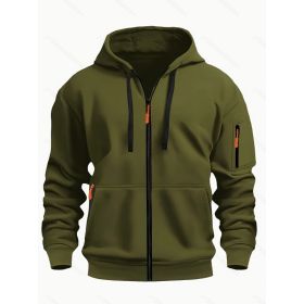 Zipper Hooded Sweatshirt Men's Sports Casual Cardigan Coat (Option: Army Green-XXL)