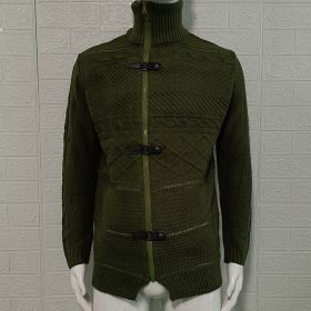 Autumn And Winter Turtleneck Men's Cardigan Coat (Option: Army Green-XL)